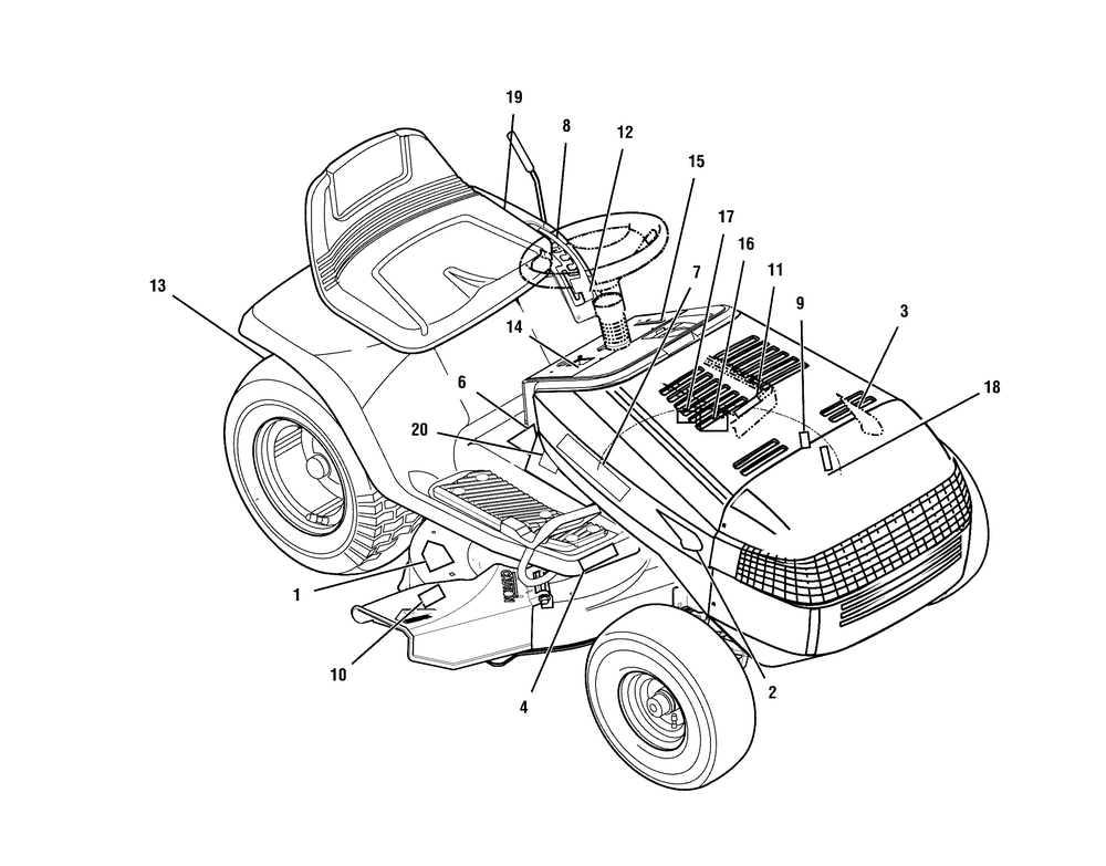Decals Diagram and Parts List for 425017X190A-552548 2006 Briggs and Stratton Lawn Tractor